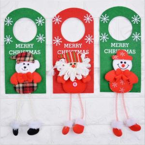 Quality Santa Snowman Door Ring Hanging Christmas felt hanging decorative Christmas door knob hanger wholesale