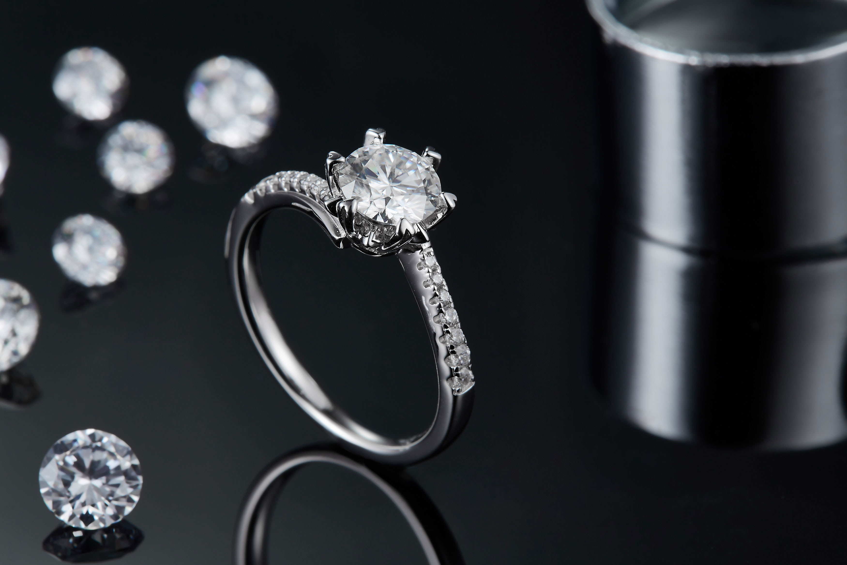 1.30CT White Moissanite And Sapphire Platineve Diamonds Jewelry Engagement Women Ring