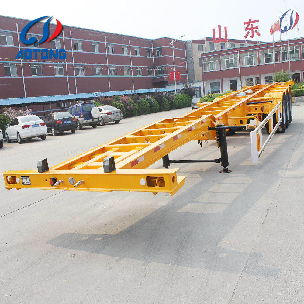 Tri Axles 20FT/40FT/45FT Container Carrier Skeleton Semi Trailer with 12R22.5 Tires