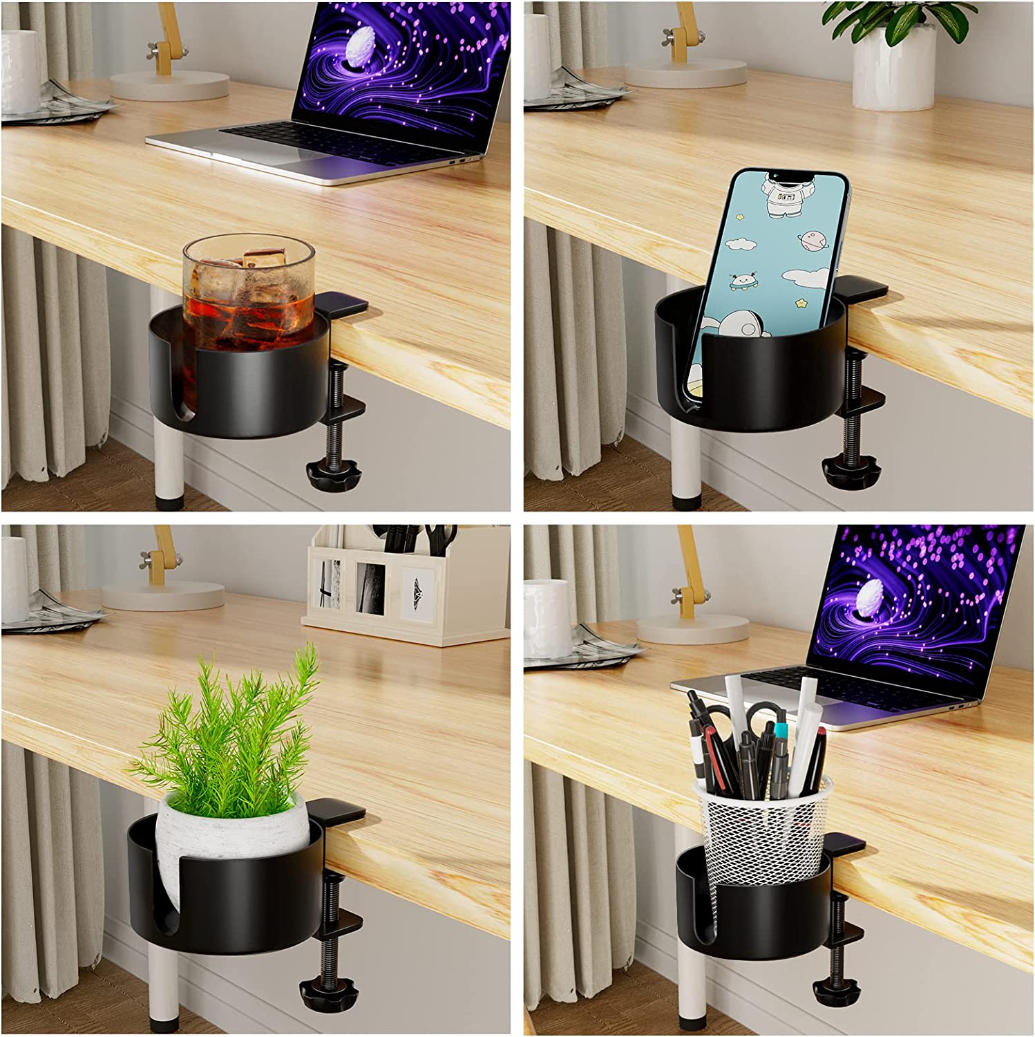 Anti-Spill Desk Cup Holder Durable Metal for Water Bottles and Pencil Pen Storage