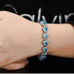 Fashion Platinum Plated Links Chain Heart Shape Blue Cubic Zirconia Tennis