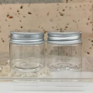 Quality 1oz 30g 30ml Round Transparent PET Plastic Cosmetic Jar With Aluminum Screw Cap wholesale