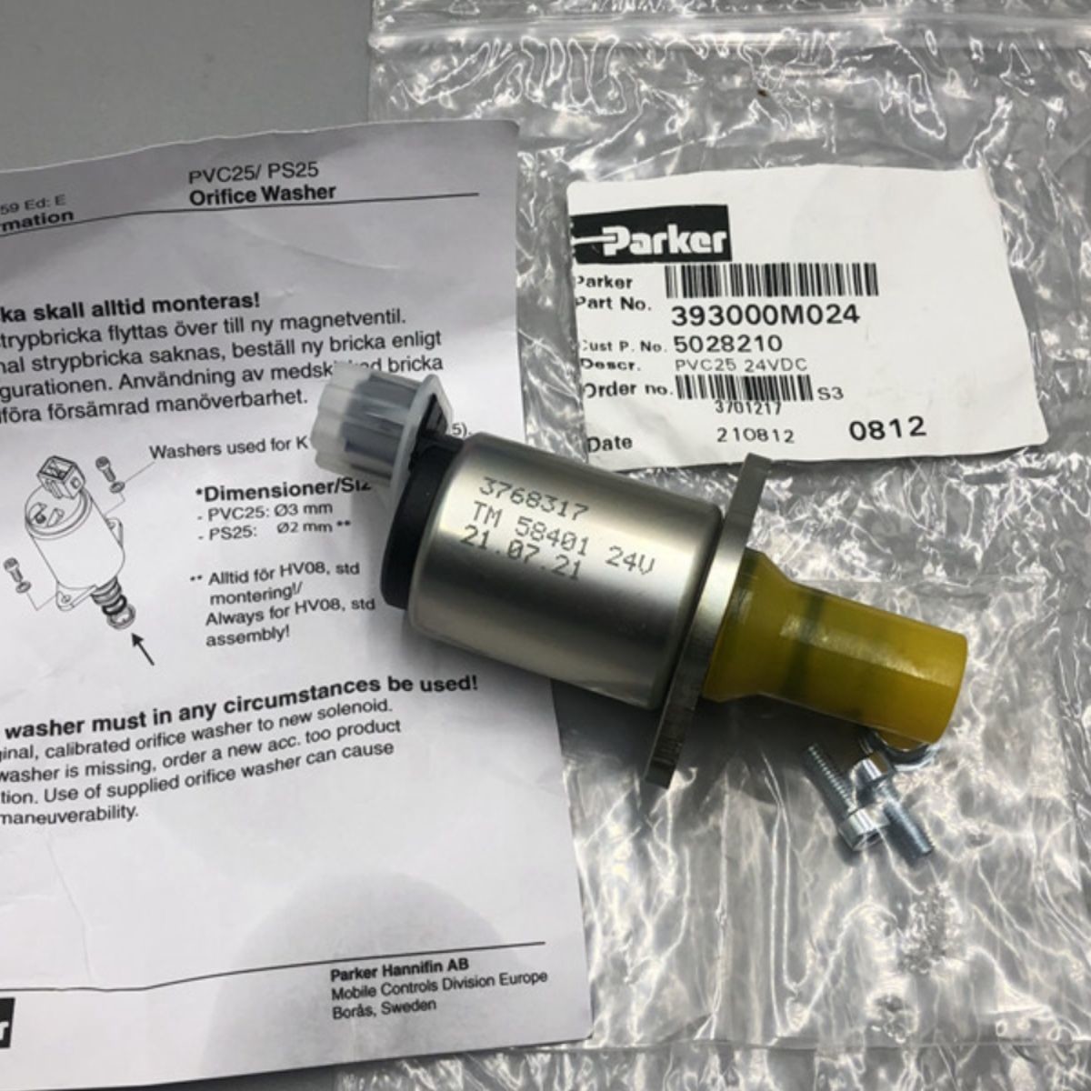 STAR ZEBRA 3768317 TM58401 SANY Trinity stacker pilot proportional valve 393000M024 PVC25 24VDC solenoid valve
