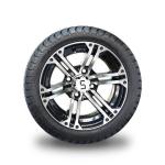Golf Cart 12 Inch Machined & Black Wheels On 215/35-12 Street Tires