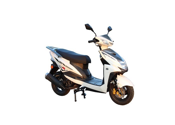 White Plastic Body Gas Powered Moped Scooters Aluminium Wheel Iron Muffler