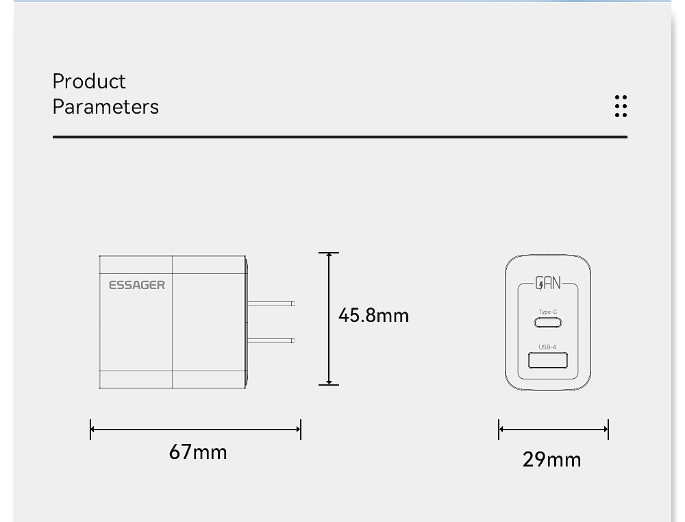 High Power GaN Chargers USB A Type C Double Port Quick Charging PD Wall Charger 33W