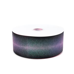 Quality Wide Black Glitter Ribbon , Custom Printed Logo Glitter Grosgrain Ribbon wholesale