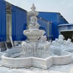 Modern Water Fountains Marble Lions Fountain Large Stone Carving Garden