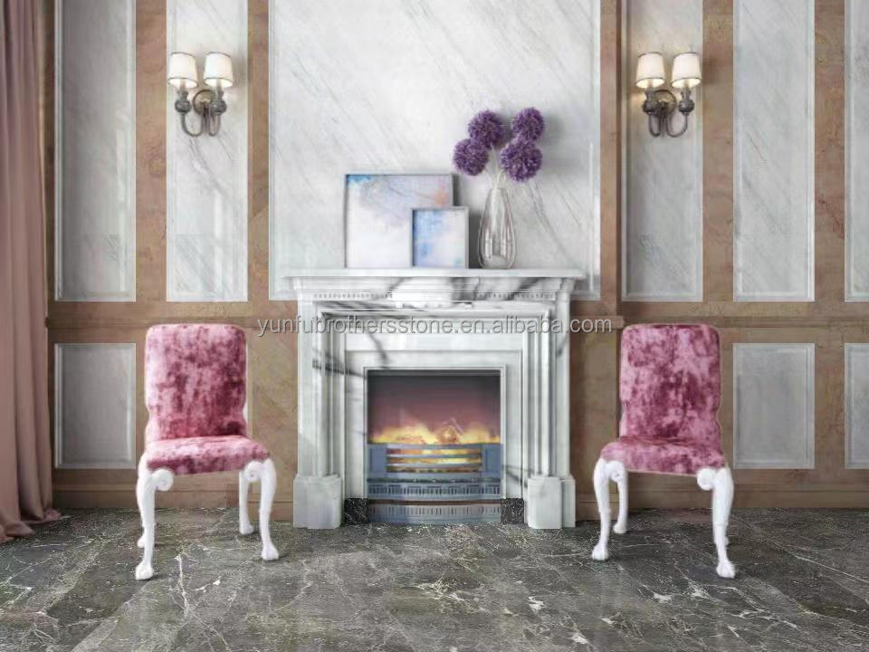 Modern Mini Hand Crafted Mantle Art Sculpture Arched French New York Marble Indoor Fragrant Snow Plum Fireplace Surround