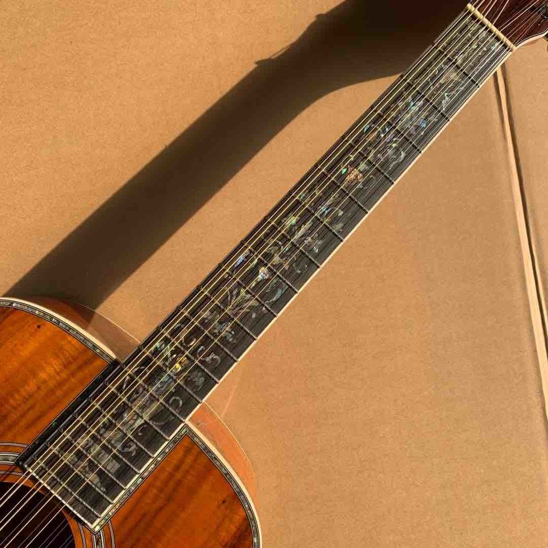 41" KOA Wood 12 Strings D45K Body Abalone Inlay Ebony Fingerboard Acoustic Electric Guitar
