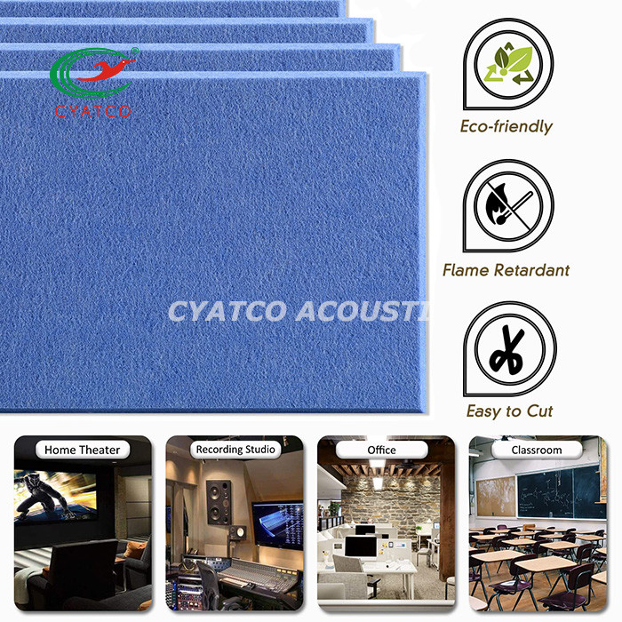 Custom shape Blue Felt Wall Panels Eco Friendly Acoustic Treatment For Classroom