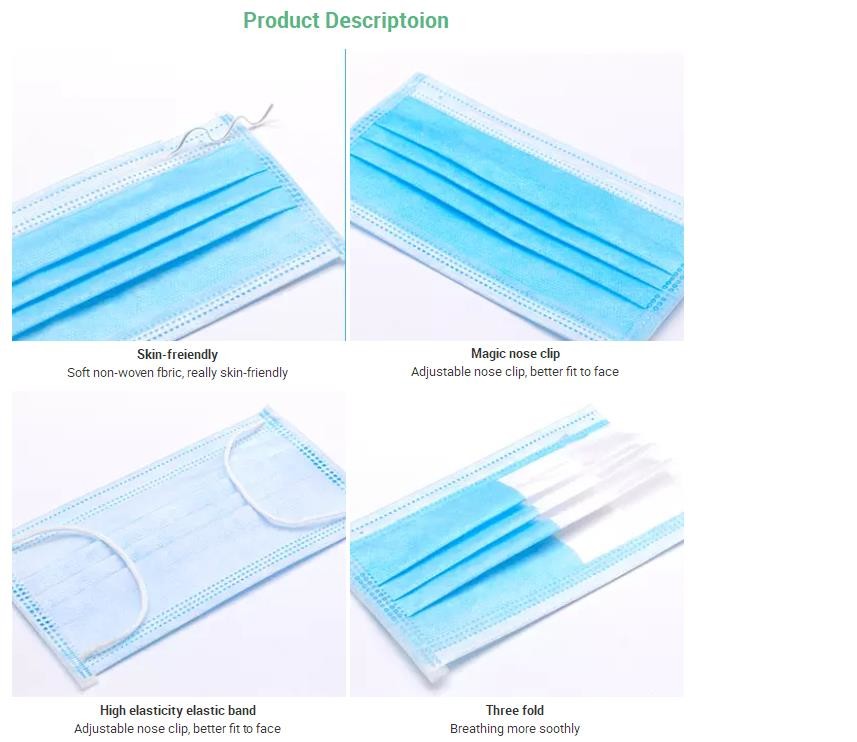 Face mask medical surgical 3 ply medical surgical face mask earloop