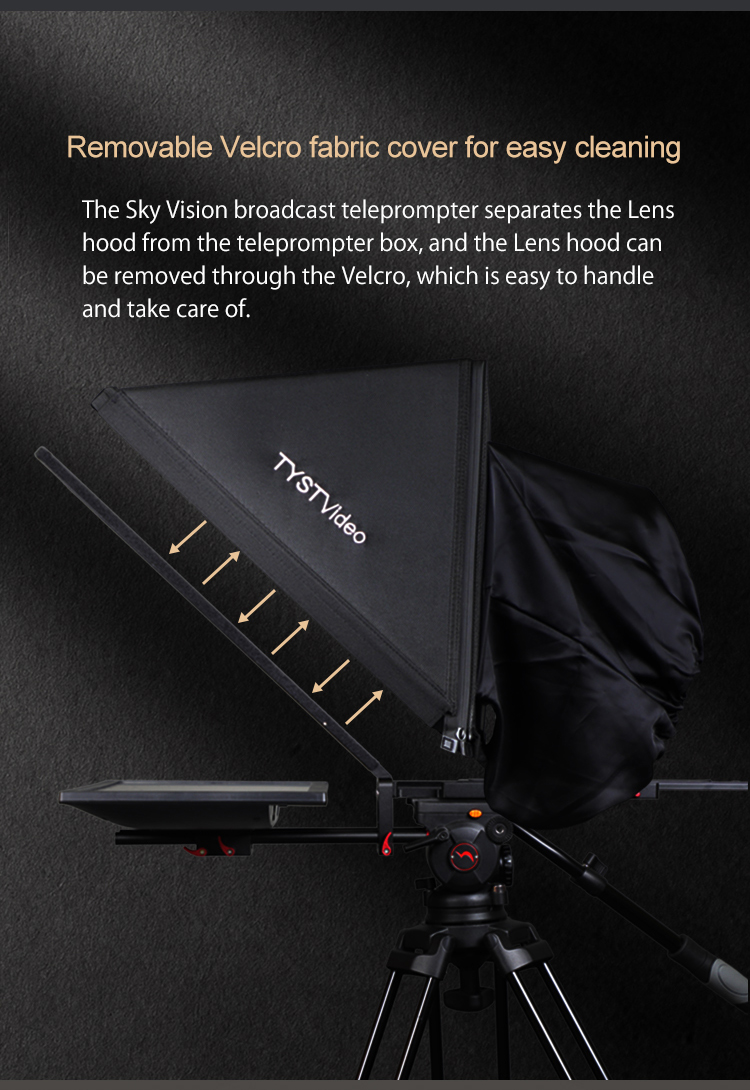 TS-T110/22D Dual Screen Teleprompter with Studio Software and On-Camera Caster Tripod