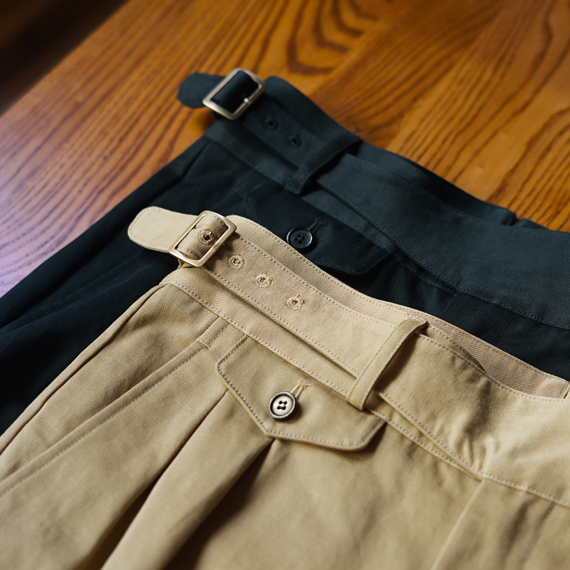 Spring and Summer Business Trousers Retro Italian Style Loose Straight Fit 100% Cotton