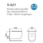 Special shape Ceramic Rimless Wall Hung Toilet With Toilet Seat Cover