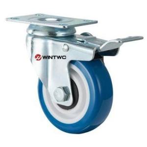 Quality Brake blue PU castor wholesale
