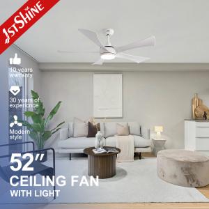 Quality 5 Blades White ABS Blades Ceiling Fan With Led Lighting , 52'' Ceiling Fan With Light wholesale