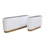 Large metal white flower pots artificial curved planter boxes