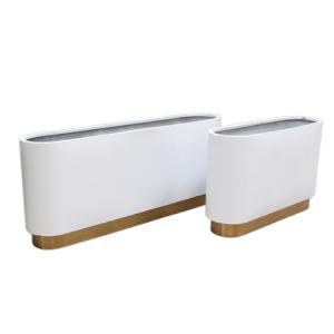 Quality Large metal white flower pots artificial curved planter boxes wholesale