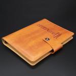 A5 Embossed logo Pu leather cover snap fastner inner pocket 6 ring binder