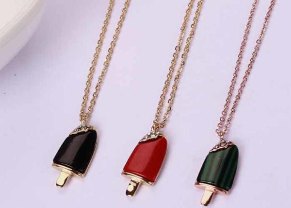Summer titanium steel ice cream bar necklace 18K rose gold exquisite collarbone