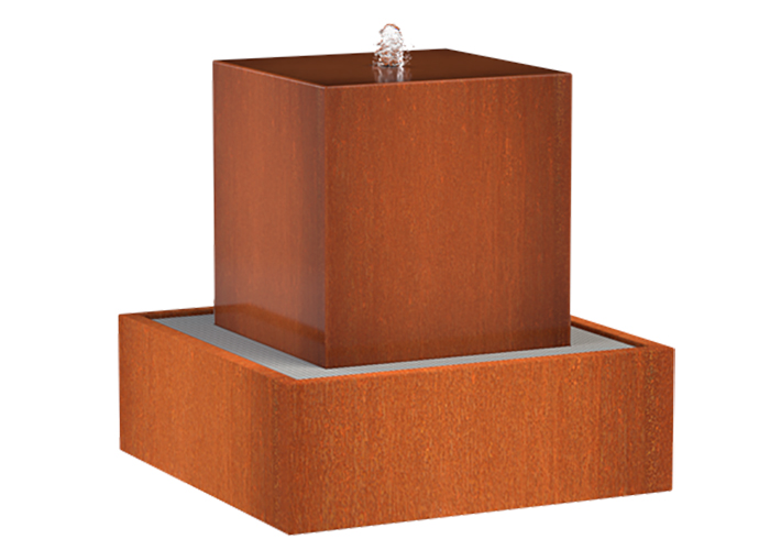 Simple Modern Outdoor Garden Decoration GN-WF-210 Corten Steel Cubic Water Feature