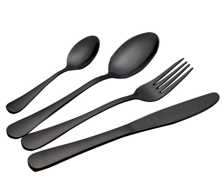 Stainless Steel Cutlery with Black Color/Flatware Set/Tabletop/Le posate/Talheres