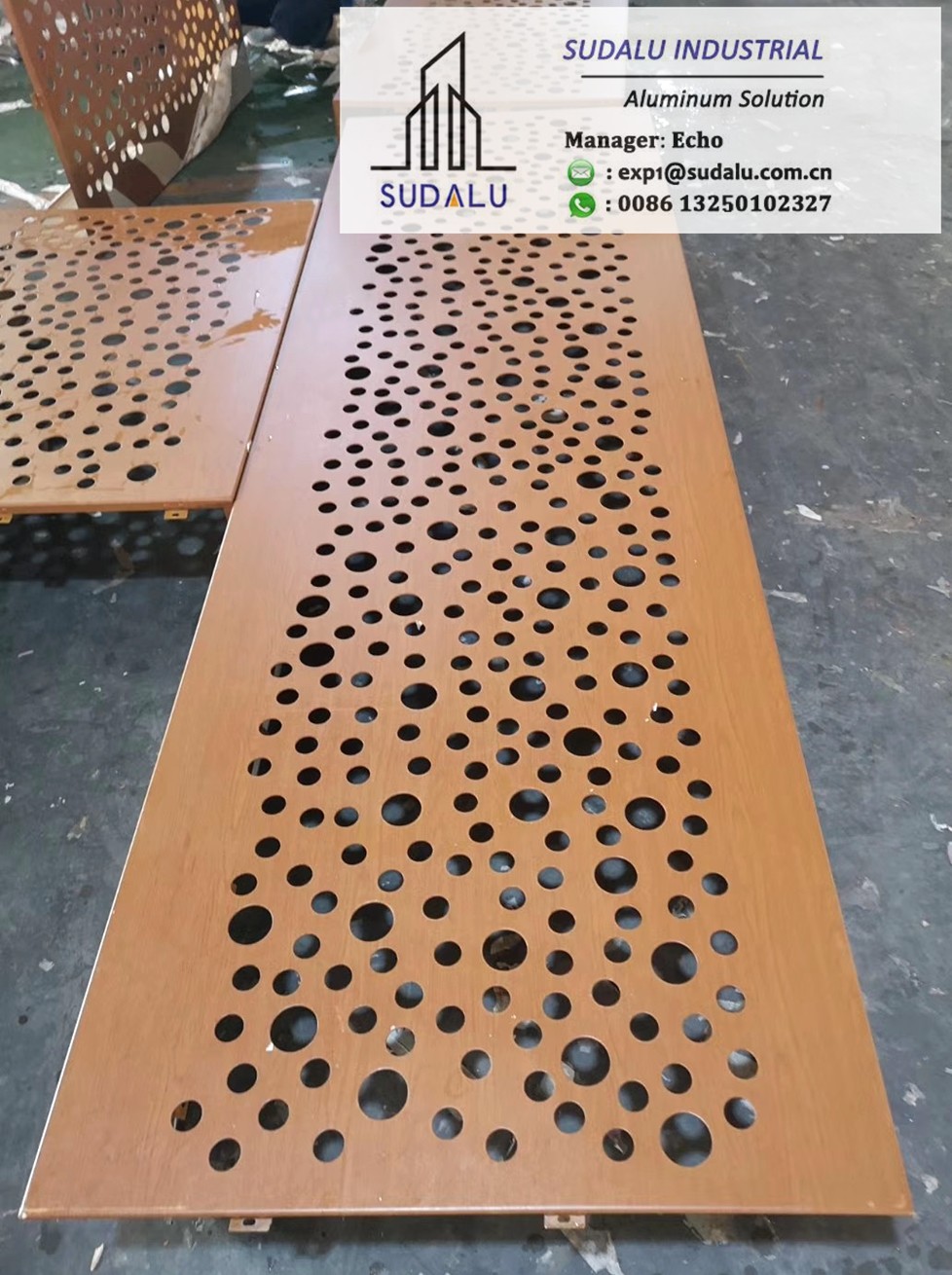 SUDALU Wooden Colour Aluminum Perforated Panel for Garden Exterior Buildings Facade Cladding Metal Panel
