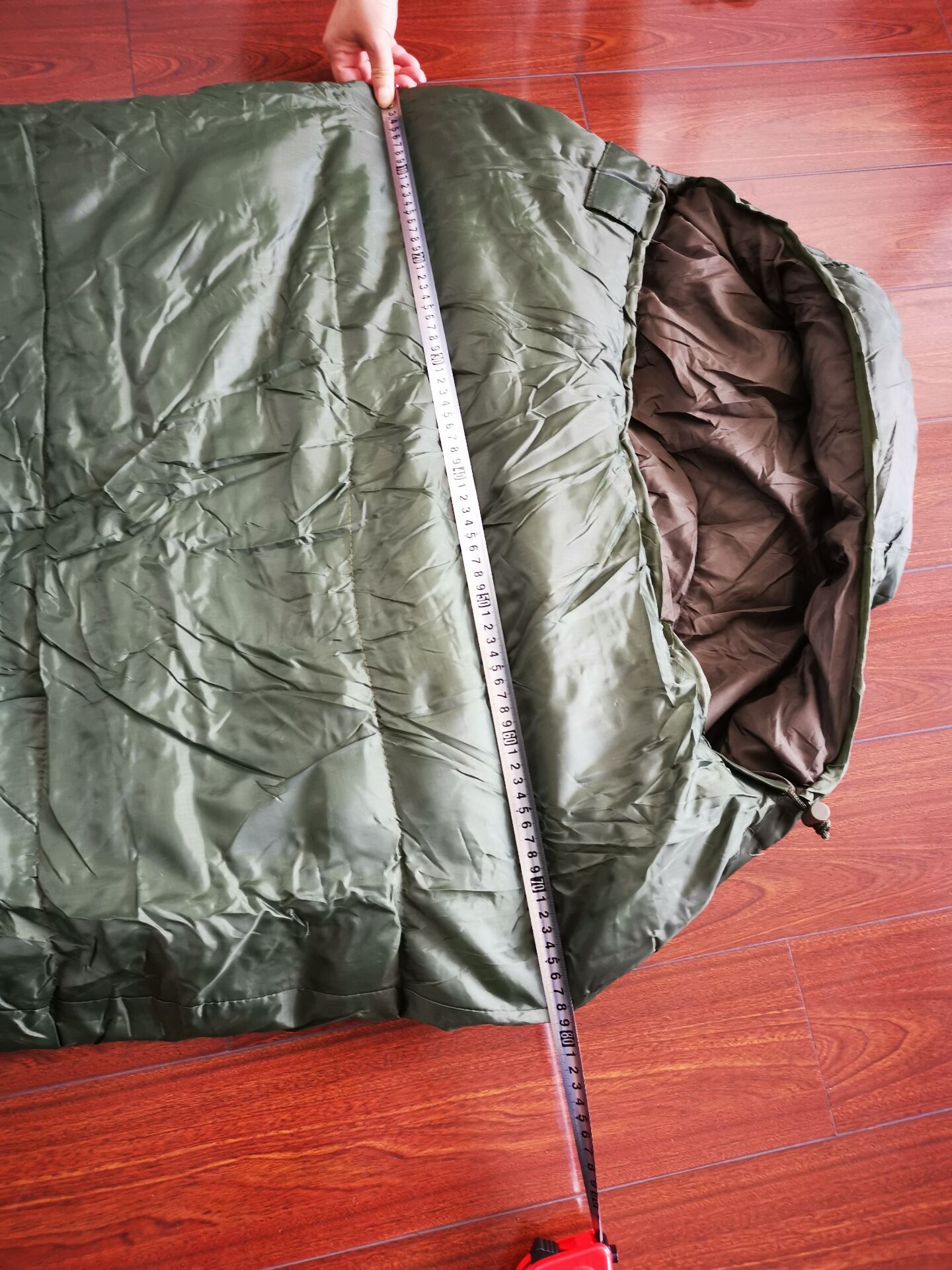 230x80x50CM Custom Black Orange Waterproof 190T Polyester Travel Mountain Sleeping Bags