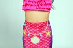 Children Pink Mermaid Tail Swimming Costume Multifunctional Fade Resistant