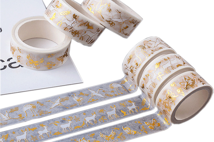 Custom Writable Cute Washi Paper Tape Printed Silver Or Gold Foil Washi Tape