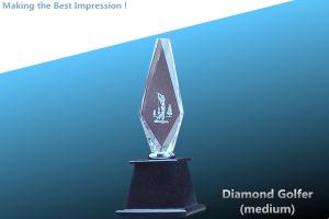Quality crystal trophy/crystal awards/glass trophy/crystal diamond golfer award/diamond golfer wholesale