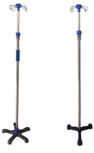 Quality Hospital furniture 4 hooks stainless steel infushion iv pole stand with five round base wheels wholesale