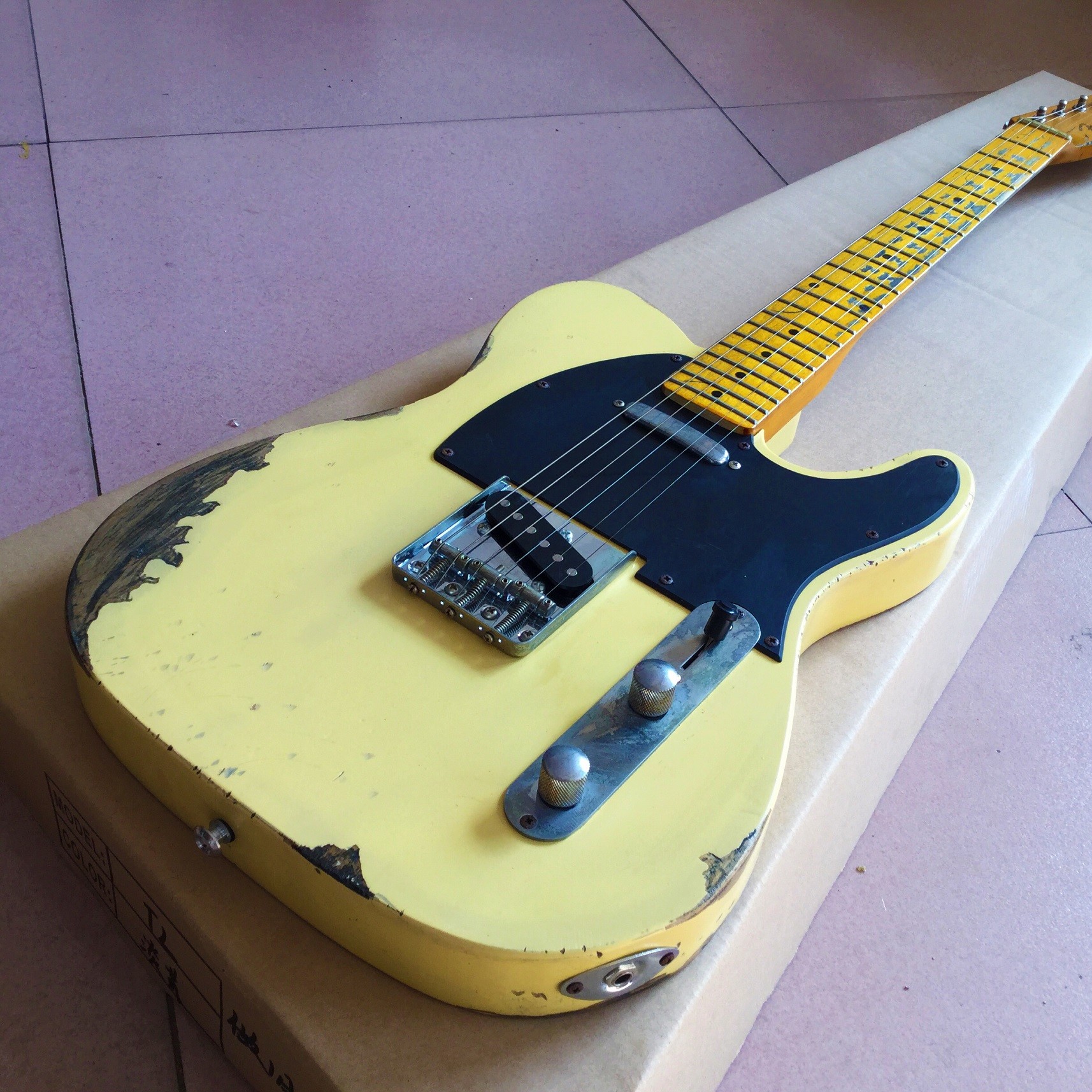 Custom Cream Color Handed Relic TELE Electric Guitar Customized Logo is Available