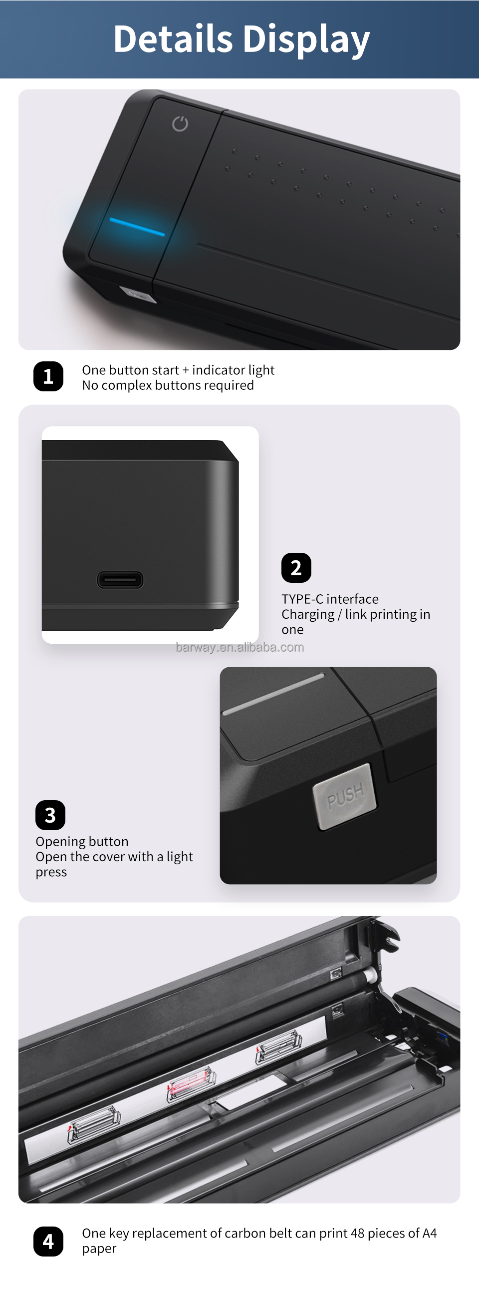 HPRT MT800 Handheld A4 Portable Document Printer Wireless Printer For Office PDF