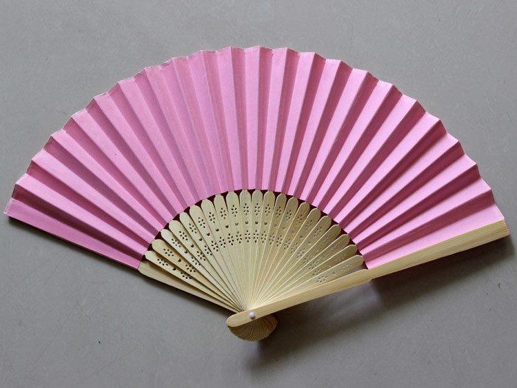 Natural Bamboo Ribs And Paper / Silk Folding Hand Fans Wedding Favor Fan 21cm 23cm