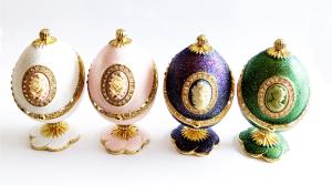 Quality Luxury RoseFaberge Easter Eggs Jewelry Box Russian Royal Case Metal Faberge Egg Faberge Egg Jewerly Trinke t Box wholesale