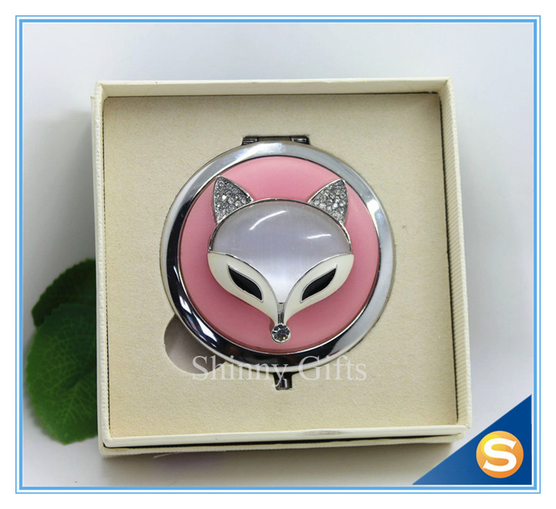 Shinny Gifts Creative Fox Design Makeup Mirror Fancy Convenience Pocket Mirror