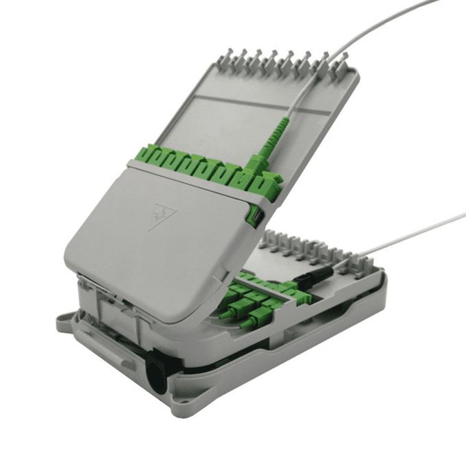 16Core Splitter FTTH Distribution Box UPC / APC Wall Mount Light Grey