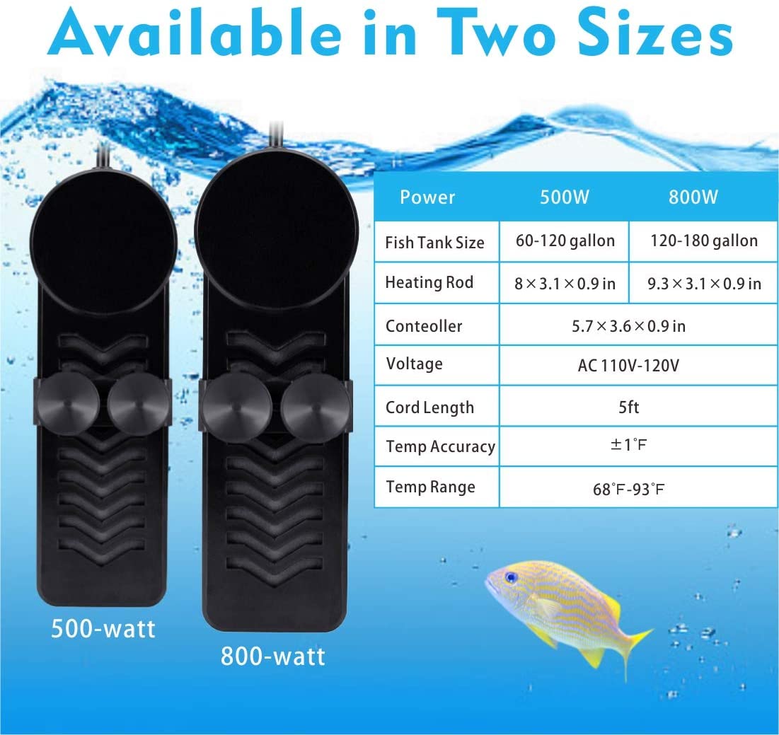 Digital 800W Hygger Aquarium Heater For 180 Gallon Tank