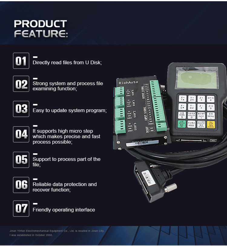 Step Motor/Servo Motor Drive System Richauto DSP A11 Handle Controller for CNC Router