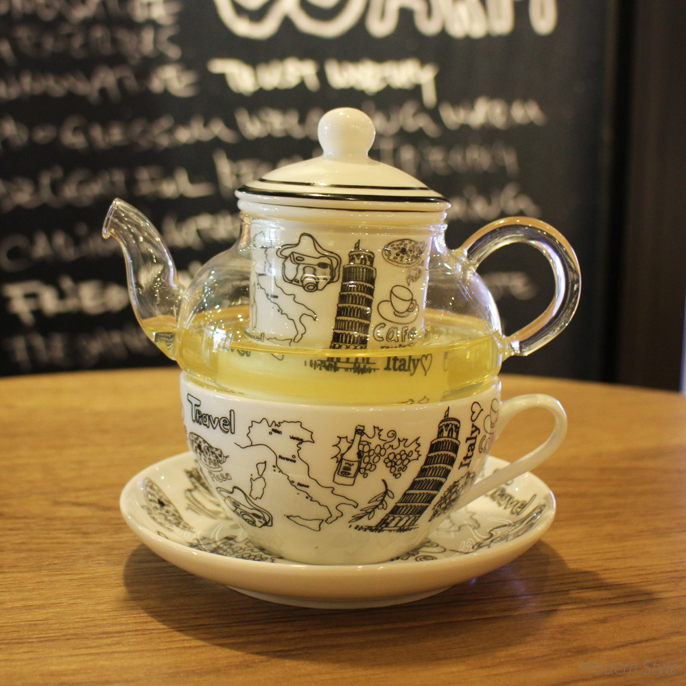 Drinkware Type Coffee Tea Sets Glass Ceramic Teapot Set With Cup Saucer Plate