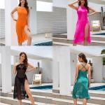 Women Nylon Padded Swimwear 3 Piece Four Color Comfortable Skirt Upf 50 Sun