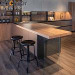 Modern Style Island u kitchen cabinets E0 Grade Wood Veneer and High Gloss