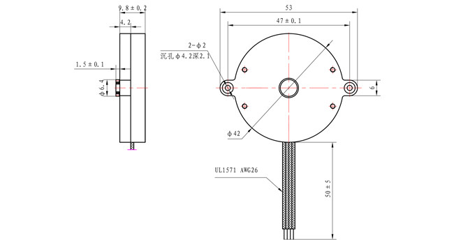 1.8 Degree Thin Stepper Motor NEMA 16 Flat Motor 0.4A 30mN.M 39*39*9.8mm For Feeder