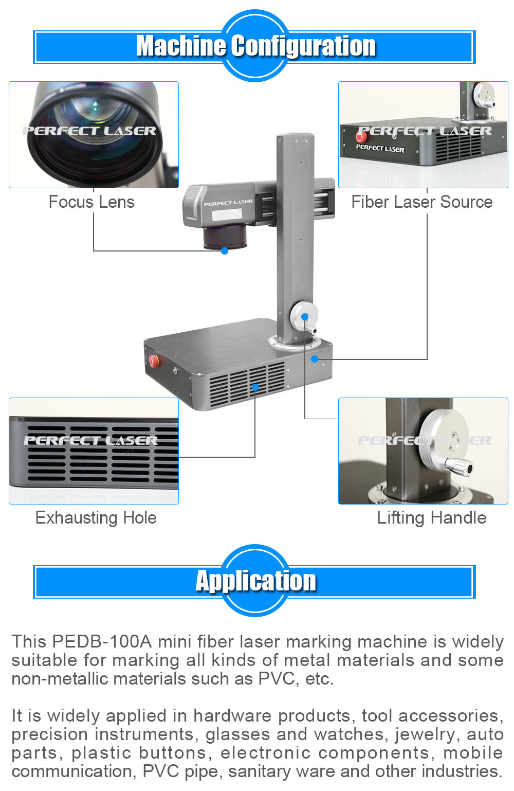 Air Cooling Laser Marking Engraving Machine For Metal PVC Multi Angle Marking