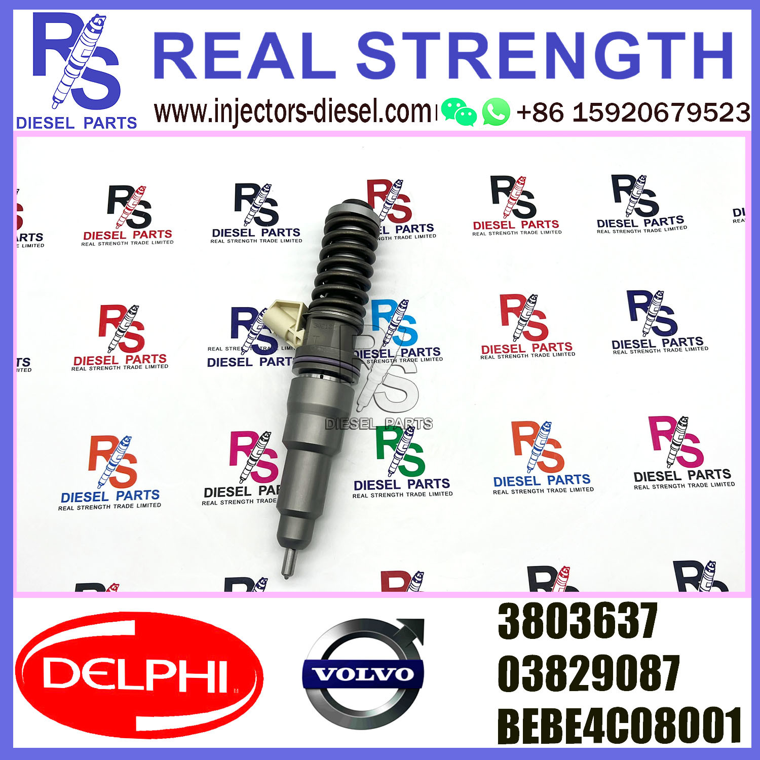 DELPHI 2pin injector 3803637 03829087 BEBE4C08001 Diesel pump Injector V-O-L-V BEBE4C08001 E1 for 16 LITRE INDUSTRIAL