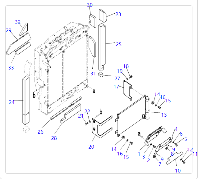 20Y-810-1221 20Y8101221 Condenser Air Conditioner Parts For KOMATSU Excavator HB205 HB215