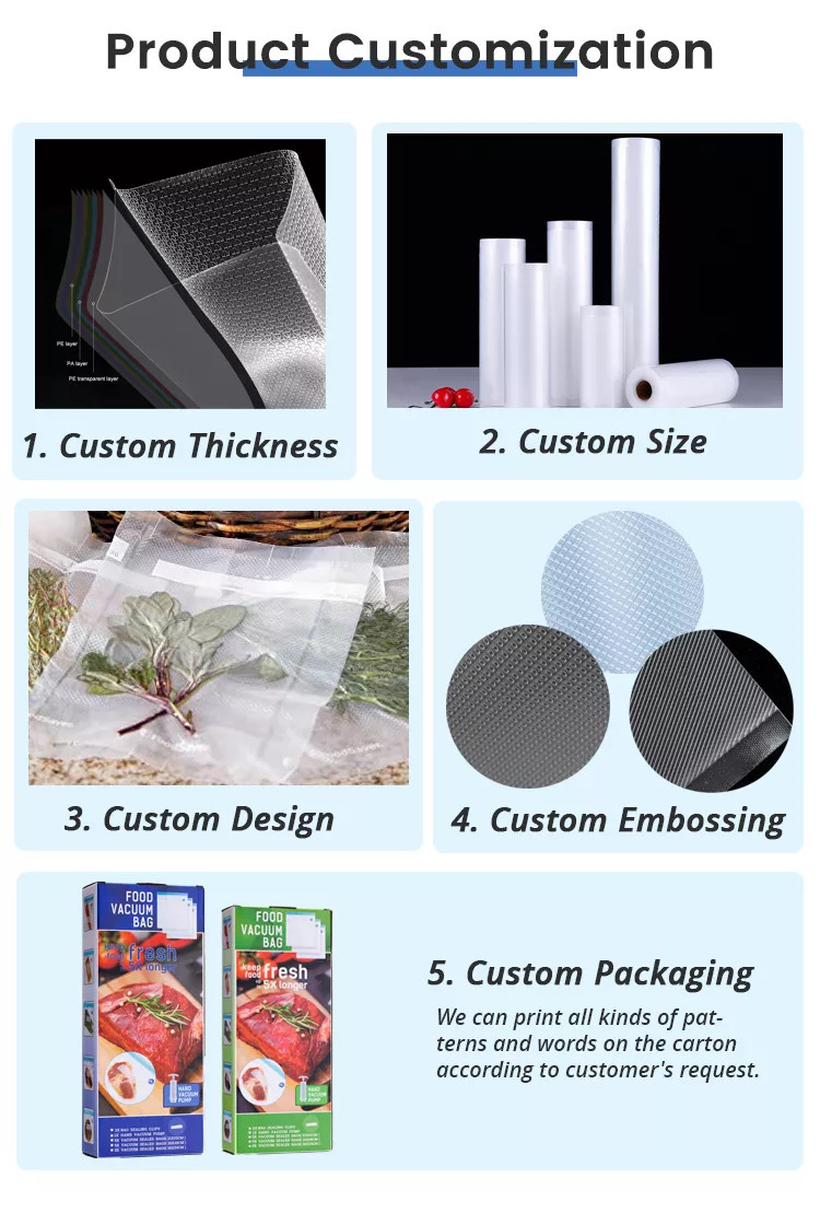 Wholesale Food Saver Vacuum Food Sealer Embossed Vacuum Packing Bag Roll