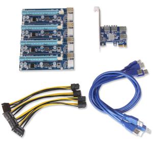 China Long Life PCI Express 16X Riser Card 6pin SATA 15pin 4pin 3 Port Power Supply on sale